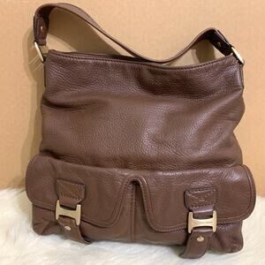 MICHAEL KORS Dark Chocolate Brown Leather Vintage North South BROOKVILLE Hobo